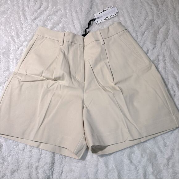 41 Hawthorn Size 4 Becca high rise Cream Chino pleated Shorts NWT career casual - Picture 2 of 12